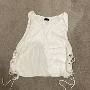 White NBD top with ties on sides